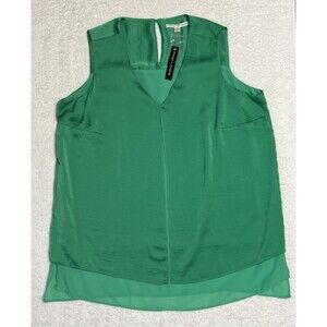 Violet & Claire Tank Shirt Women's 1X Green Semi Sheer Sleeveless Blouse